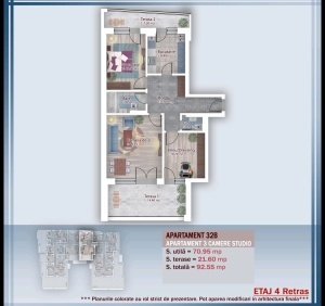 Apartament 3 camere decomandat cu TERASA si BALCON, et 4, nr 32 sc B, suprafata 93.55 mpt , Theodor Pallady, Nicolae Teclu