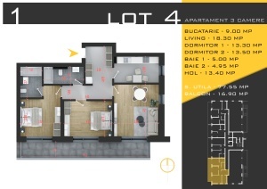 Apartament 3 camere decomandat, terasa 16.79mp, nr1,bl4, suprafata 94.33 mpT,Theodor Pallady, Nicolae Teclu Metrou, Rossa Residence - Img 4
