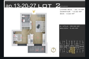 Apartament cu 2 camere OP studio, nr 27, suprafata 44.77 mpt, Theodor Pallady, Nicolae Teclu ,PROMOTIE PARCARE