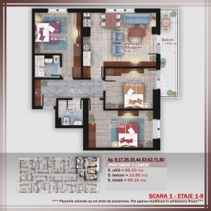 4 camere GRANDE FAMILY, sc 1, suprafata 99.15 mpt, SYA Towers, Theodor Pallady, 11 min METROU N Teclu