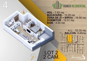 Apartament 2 camere, etaj parter/1/2/3 , suprafata 58.80 mpt, Romco Bratarii - Img 1