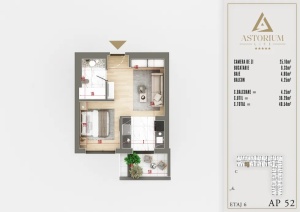Garsoniera dubla cu 2 camere tip studio, Bloc C etaj 6 nr. 52 – Astorium Life - Img 5
