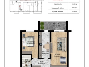 Apartament 2 camere decomandat, scB, nr15/21 suprafata 61.65mpt, Theodor Pallady, Victor Brauner, Metrou N.Teclu