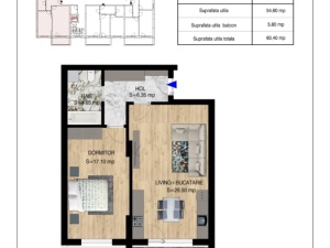 Apartament 2 camere OS, scB, nr7/13/19 suprafata 60.40 mpt, Theodor Pallady, Victor Brauner, Metrou N.Teclu