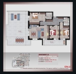 Apartament 4 camere cu TERASA si Balcon tip PENTHOUSE, suprafata 90+83.75 mpt, METROU Nicolae Teclu , Theodor Pallady