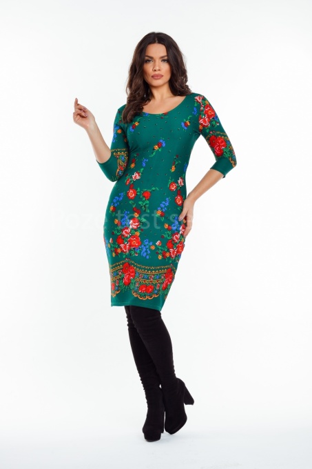 Rochie Flora verde cu imprimeu