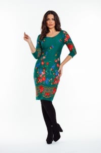 Rochie Flora verde cu imprimeu - Img 1