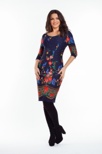 Rochie Flora bleumarin cu imprimeu - Img 1