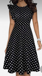 Rochie Olivia negru cu buline albe