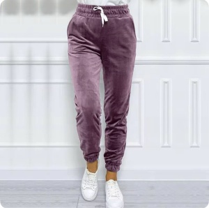 Pantalon Bella catifea mov