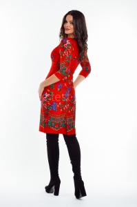 Rochie Flora rosu cu imprimeu - Img 3