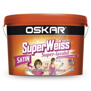 Vopsea Super-Lavabila OSKAR Superweiss Anti-Mucegai SATIN - 2.5L