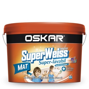 Vopsea Super-Lavabila OSKAR Superweiss Anti-Mucegai MAT - 2.5L