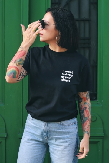 tricou unisex negru "o oferta mai buna nu poti sa faci?" - Tombabe x Used Products Collab.