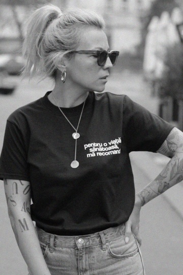 tricou unisex negru "pentru o viata sanatoasa"
