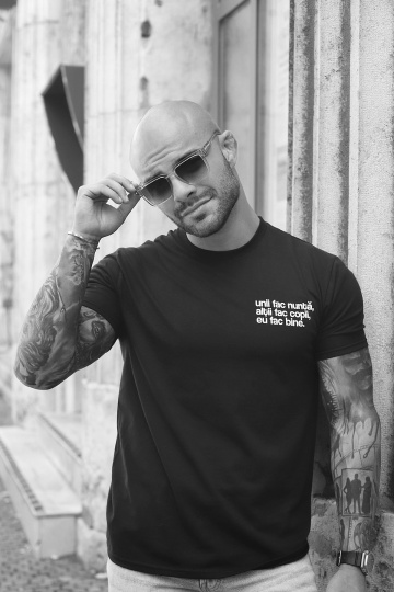 tricou unisex negru "unii fac nunta"