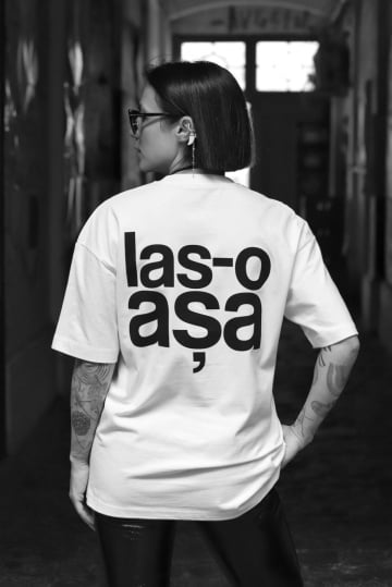 tricou unisex oversize alb "las-o asa" - Img 1