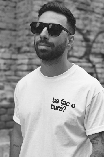 tricou unisex alb "te fac o tura?" - Img 2