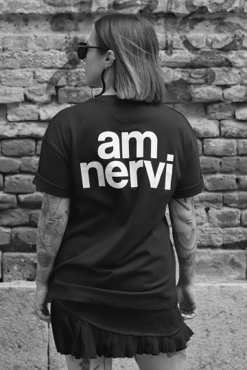 tricou unisex oversize negru "am nervi"