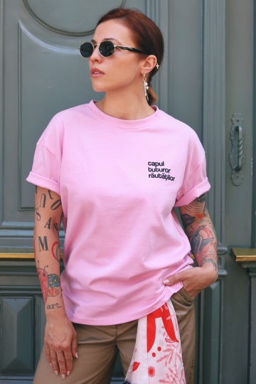 tricou unisex oversize roz "capul tuturor rautatilor"
