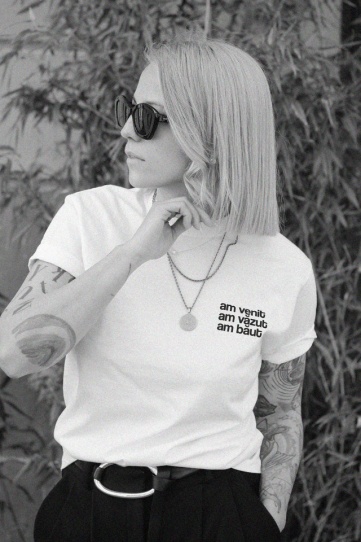 tricou unisex alb "am venit. am vazut. am baut."