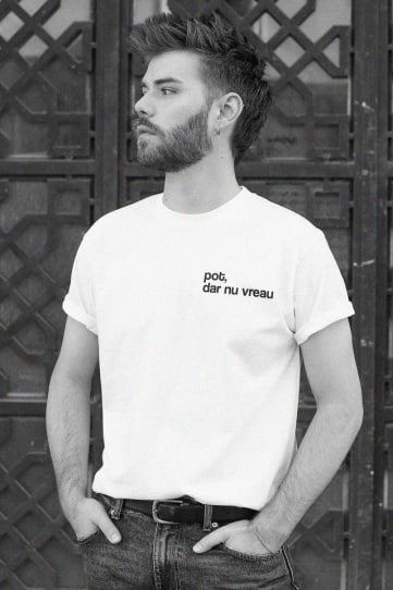 tricou unisex alb "pot, dar nu vreau" - Img 1