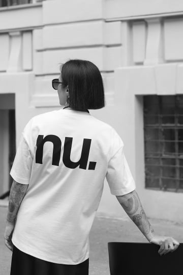 tricou unisex oversize alb "nu." - Img 3