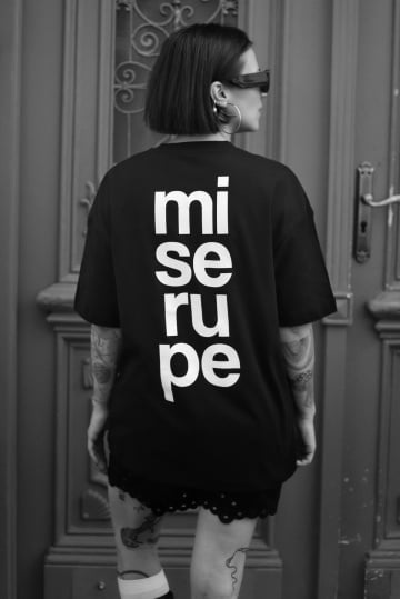 tricou unisex oversize negru "miserupe" - Img 1