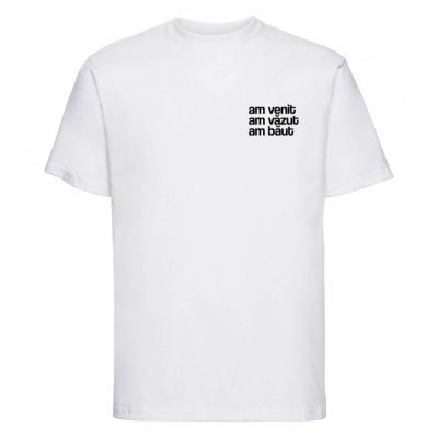 tricou unisex alb "am venit. am vazut. am baut." - Img 2