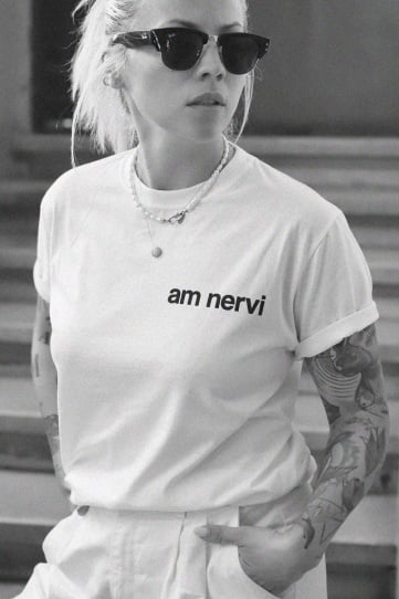 tricou unisex alb "am nervi" - Tombabe x Voda Collab. - Img 1