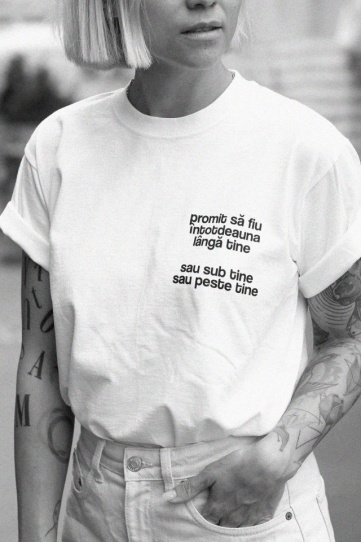 tricou unisex alb "promit sa fiu"