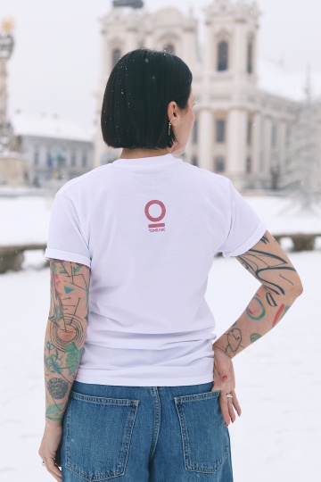tricou unisex alb sclipici roz "toata o poezie" - Img 2