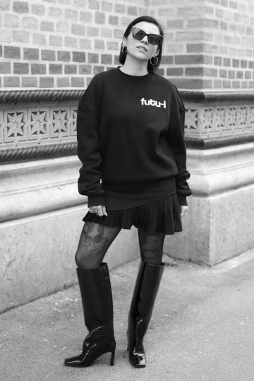 bluza unisex oversize negru "futu-i" - Img 4