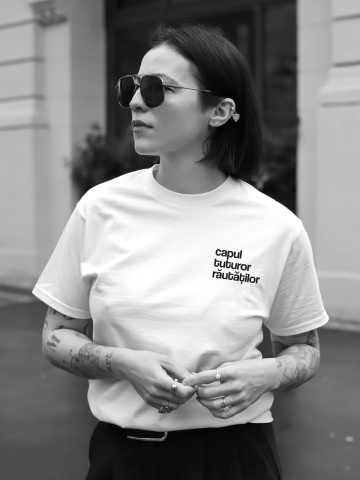 tricou unisex alb "capul tuturor rautatilor"