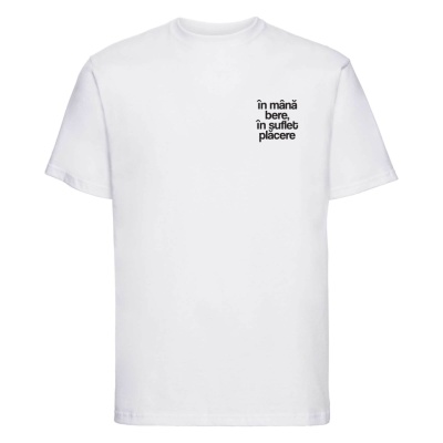 tricou unisex alb "in mana bere" - Img 2