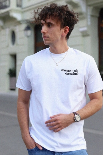 tricou unisex alb "mergem sa dansam?" - Tombabe x Timing Film Collab. - Img 1