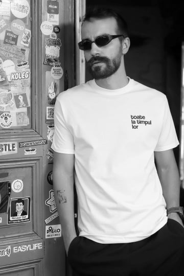 tricou unisex alb "toate la timpul lor" - Img 1