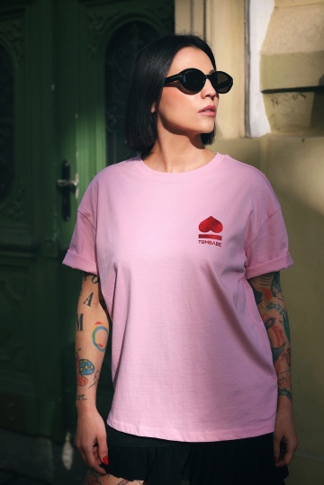 tricou unisex oversize roz "sorry not sorry" - Img 3
