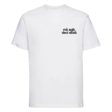 tricou unisex alb "ma agit, deci exist" - Tombabe x Sticumzic Collab. - Img 3