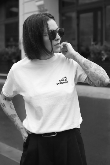 tricou unisex alb "mai pot si cozonac" - Img 2