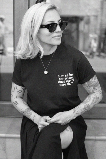 tricou unisex negru "cum sa imi cer scuze"