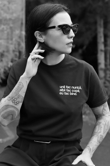 tricou unisex negru "unii fac nunta"