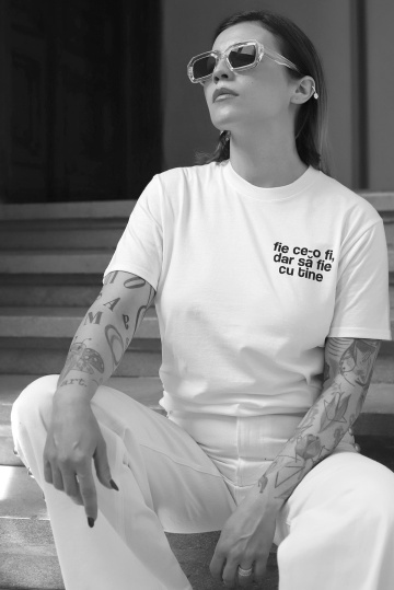 tricou unisex alb "fie ce-o fi"