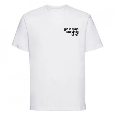tricou unisex alb "gin la mine" - Img 3