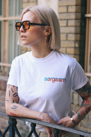 tricou unisex alb "sarcasm/orgasm" - Img 1