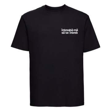 tricou unisex negru "intreaba-ma" - Img 2