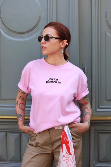 tricou unisex oversize roz "buricul pamantului"