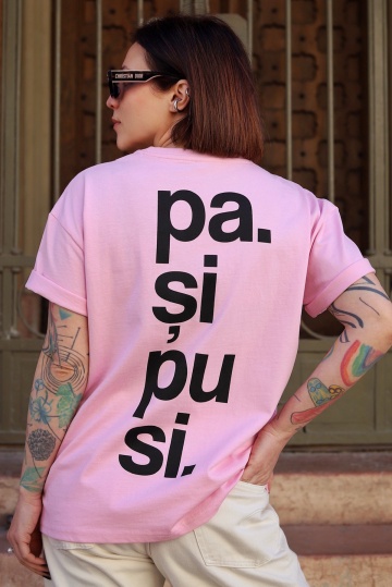 tricou unisex oversize roz "pa si pusi"