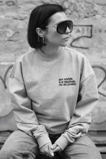 bluza unisex oversize gri "am vorbit"