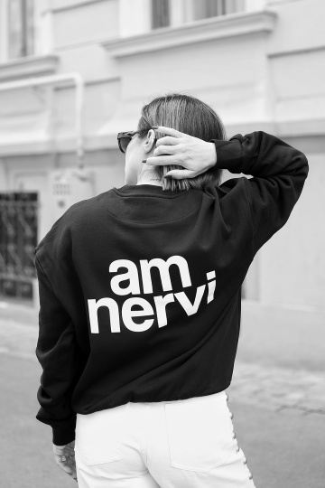 bluza unisex oversize negru "am nervi"
